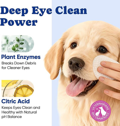 Dog Eye Wipes, Tear Stain Remover for All Dogs & Cats – Hypoallergenic & Deodorizing Eye Wipes for Dogs, Pet Eye Cleaner Wipes with Enzymes for Discharge, Crust, Mucus & Debris, Coconut (100 Ct)