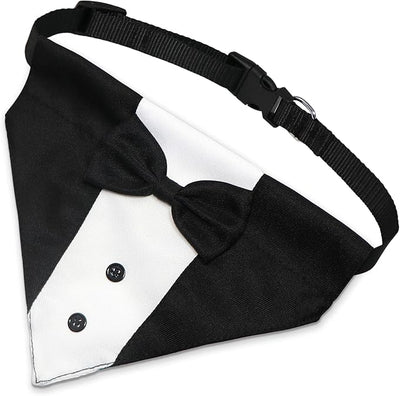 GOYOSWA Dog Tuxedo Suit Wedding Bandana Collar with Bow Tie, Adjustable Formal Dog Tux, Engagement Birthday Tuxedo for Small Medium Large Dogs Pets (Small: Neck 12.5”-21”)