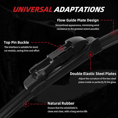 OTUAYAUTO Windshield Wiper Blades - Replacement for Mercedes-Benz ML320 ML350 ML550 ML63 2006-2011 ML-Class W164, X164 05-12, W251 06-12, Front and Rear Wiper Blades Pinch Tab 28"+21"+12" (Pack of 3)