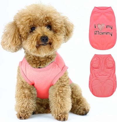 Expressive Pet Vest: Sleeveless Dog Shirt with 'I Love My Mommy' Slogan, Ideal for Chihuahuas, Poodles, Yorkies, and More - Adorable Design, Ultimate Comfort, Easy Maintenance! Pink Large