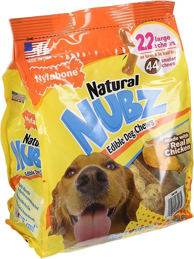 Natural Nubz Edible Dog Chews Value Pack of 66 Chews. Total (3 x 22 ct Bags)