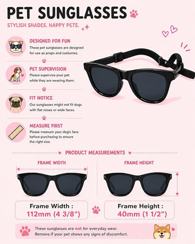 G006 Dog Pet Retro 80s Costume Sunglasses for Small Breed (2-Pack Black+Pink-Pink Mirror)