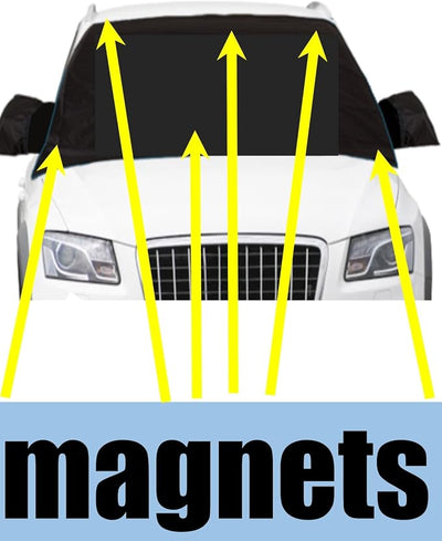 APSG ICE Snow Windshield Window Outside Cover | Magnetic Shade Frost Rain | Waterproof Car Premium | w/Mirror Covers