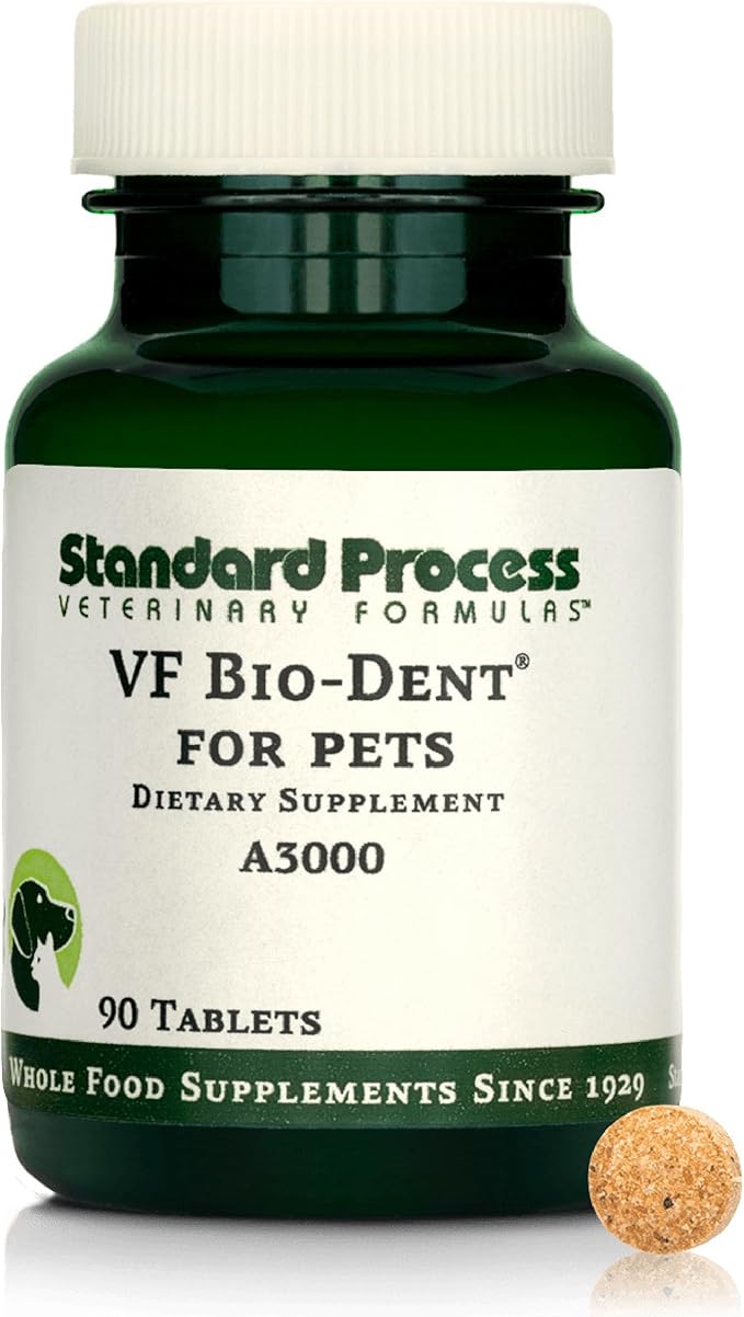 Standard Process VF Bio-Dent for Pets - Bone Growth & Healthy Tissue Support - Overall Mouth Health - Nutritional Supplement for Cats & Dogs - 90 Tablets