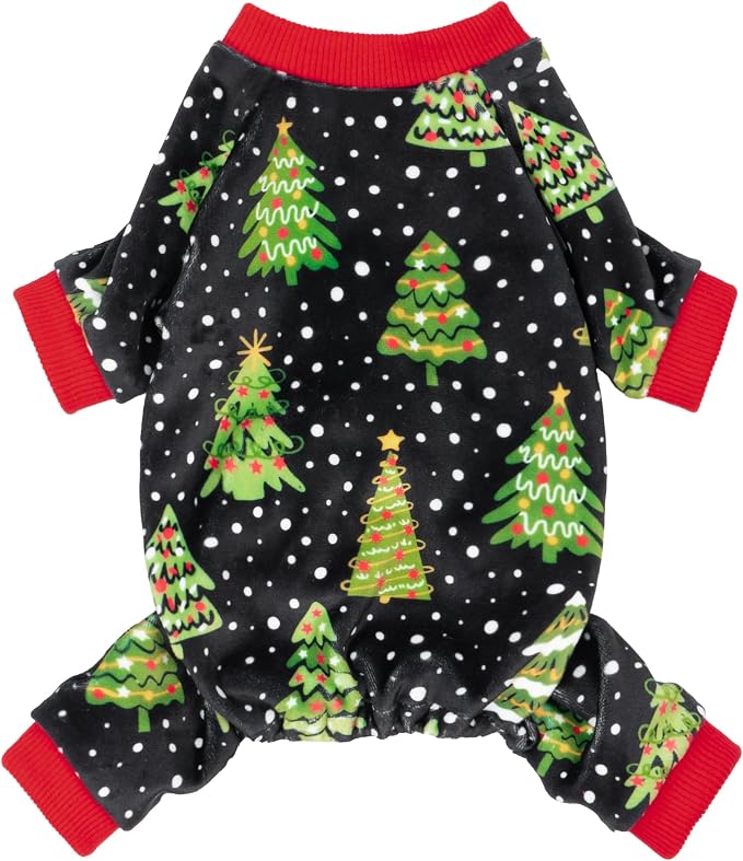 Christmas Tree Dog Pajamas, Christmas Clothes for Small Dogs Boy Girl, Holiday Pet Outfit, Black, Red, Green, Yellow, XXL