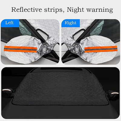 Car Windshield Snow Cover for Subaru Forester 2019 2020 2021 2022 2023, Magnetic Front Window Sunshade 4-Layer Protection for Snow Ice Frost with Side Mirror Cover Exterior Accessories,L