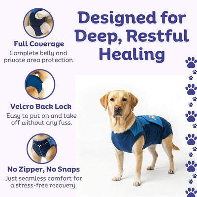 Surgi Snuggly Dog Surgery Recovery Suit - Dog Onesie for Post Surgery Recovery, Female Spay & Male Neuter - Surgical Suit for Dogs, E-Collar Cone Alternative, Double Blue - XLarge Short - 19"-22" (EC)