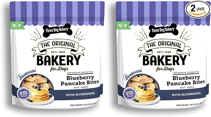 Blueberry Pancake Bites,Treats with Real Blueberries & Vanilla,Mess-Free Snacks & Training Cookies for Dogs-& Puppies,Human-Inspired,(Pack of 2)