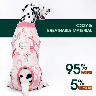 Kuoser Dog Surgery Recovery Suit, Soft Breathable Dog Recovery Suit for Female Spay Male Nueuter, Anti Licking Puppy Onesie Pet Surgical Suit for Dogs Abdominal Wounds Skin Disease, Rainbow L