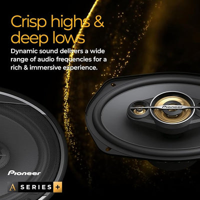 Pioneer A-Series Plus TS-A1601C 6.5” 2-Way Speakers (Pair) – 350W Max, Crisp Highs + Clear Vocals, Enhanced Bass, Ideal Factory Upgrade, Installation Adaptors Included