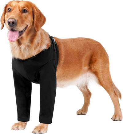 BARKLESS Dog Surgery Recovery Suit for Front Leg, Breathable & Soft Dog Long Front Leg Sleeve Shirt to Stop Licking, Adjustable|Comfortable Male Female Wound Cover, Pet Cone Alternative (Black, M)