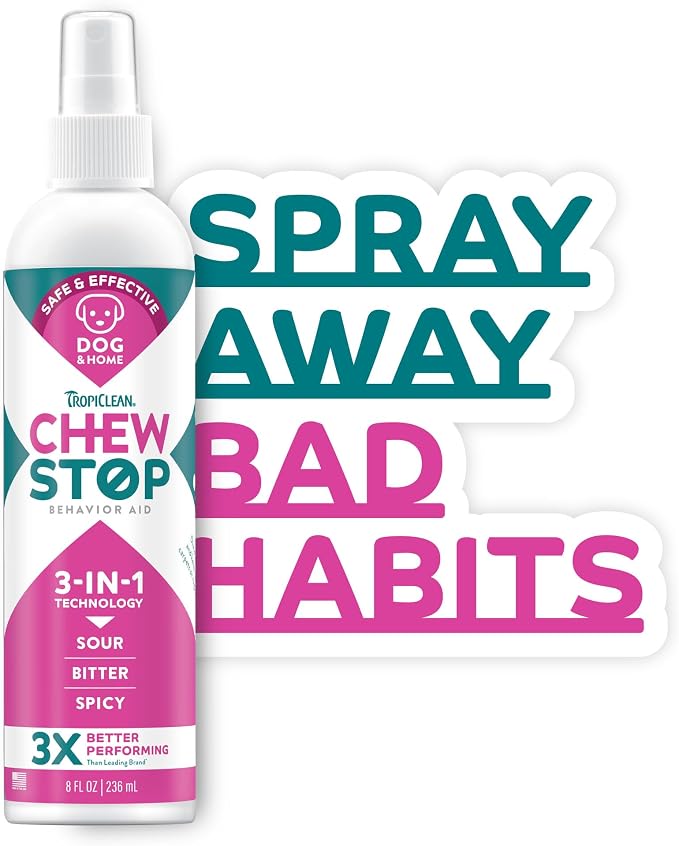 No Chew Spray for Dogs, Better Than Bitter Apple Spray, Safe & Natural Chew + Lick Deterrent, Protect Home, Hot Spots & More! 8oz