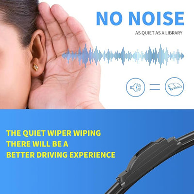 Gavimnal® 22"+19" Silicone Wiper Blades Replacement For Cadillac CTS 2008-2014/Chevrolet Colorado 2004-2012/GMC Canyon 2004-2012/Mazda CX-3 2016-2021,All-Season Front Windshield Wiper Blades(Set of 2)