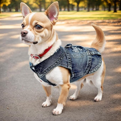 Dog Jeans Jacket Mommy's Boy Denim,Breathable Cotton Blue Pet Coat for Puppy Small Dogs Classic Overalls Male Cat Costumes Apparel Washed Vest Clothes Outfit T-Shirts（Large）