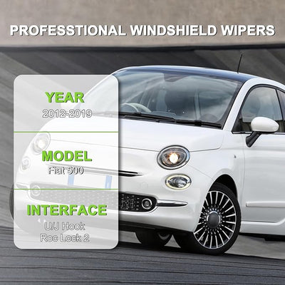 PARRATI® Windshield Wiper Blades for Fiat 500 2012-2019, 3 Pack | 24/14 Inch Front +11 Inch Rear, OEM Replacement, Ultra Quiet, No Streaks All Weather Wiping