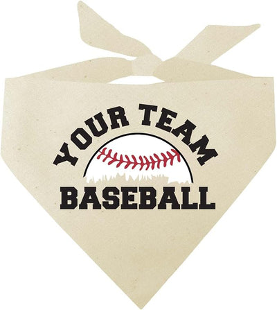 Custom Baseball Team Dog Bandana | 100% Unbleached Cotton Adjustable Triangle | Made in USA | Personalized | Sports Fan | Game Day |Natural, One Size (1431)