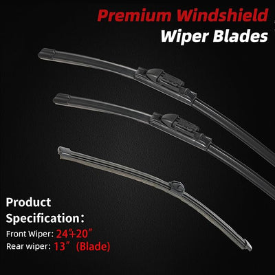 OTUAYAUTO Windshield Wiper Blades - Replacement for Audi Q5 2009-2017,SQ5 2014-2017,RS Q3 2021-2022, Front and Rear Wipers Set, Top Lock - 24"+20"+13" (Pack of 3)