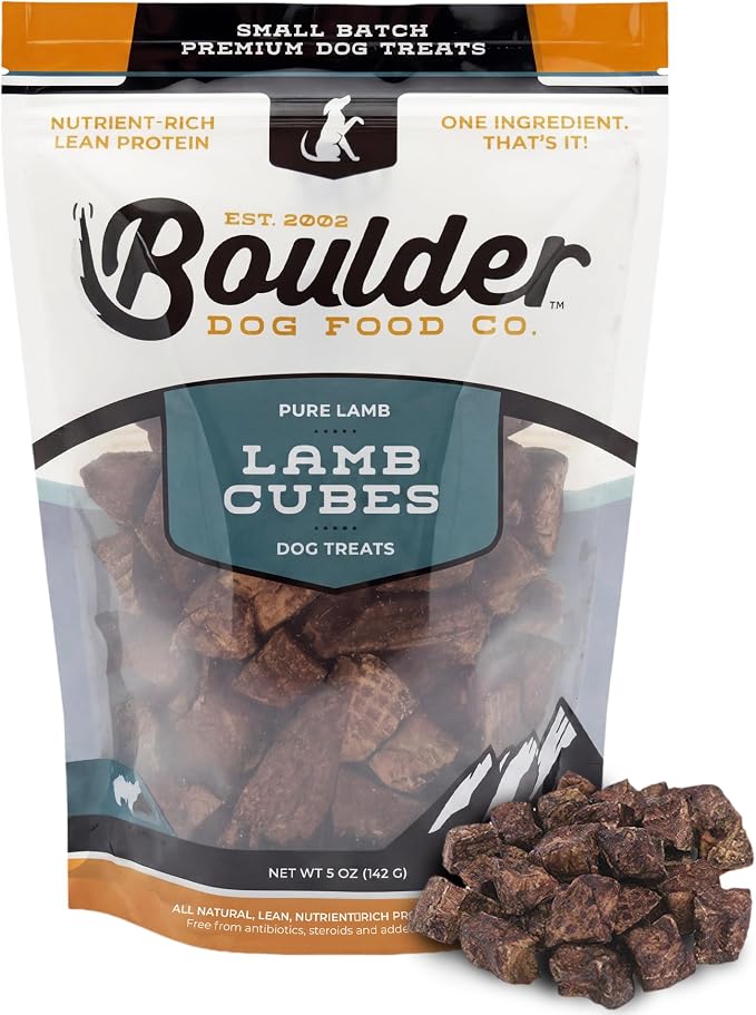Lamb Cubes Single Ingredient Healthy Dog Treats - All Natural, Vet Approved, Grain Free, Nutritious Made in USA Treats for Dogs (Lamb Lung, 5oz)