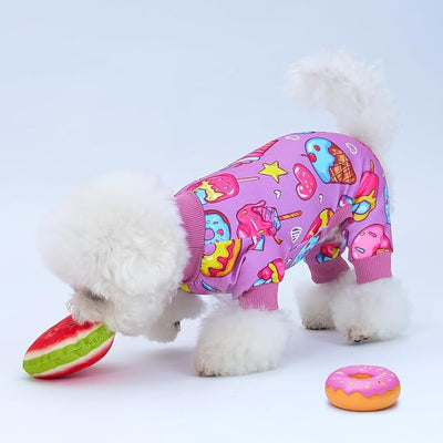 XPUDAC 4 Pieces Dog Pajamas for Small Dogs Boy Girl Soft Stretchy Pjs Onesies Puppy Clothes for Dog Cat Pet Outfits, 2XL
