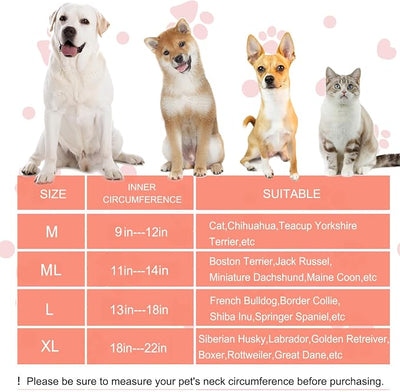 Inflatable Dog Cone Collar for Large Medium Small Dogs, Soft Dog Donut Collar Adjustable Recovery Cone for Pets After Surgery, Extra Enhanced Anti-Licking Guard Shield for Pets (ML, Orange)