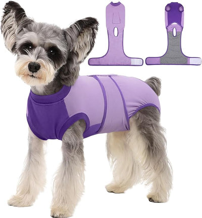 Kuoser Recovery Suit for Dogs After Surgery, Soft Dog Surgery Suit Female Male, Breathable Pet Surgical Recovery Shirt, Anti Licking Dog Onesie for Abdominal Wounds Cone Alternatives, Purple XS