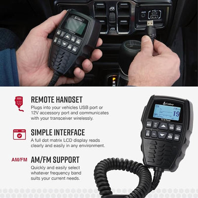 Cobra 75 All Road Wireless CB Radio - Dual-Mode AM/FM, Full 40 Channels, Bluetooth Connectivity, Digital Noise Cancellation, Waterproof, Instant Channel 9, 4-Watt Output, Easy to Operate, Black