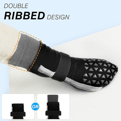 SCENEREAL Anti Slip Dog Socks to Prevent Licking Paws, Dog Shoes for Hot/Cold Pavement, Paw Protector Traction Control on Hardwood Floor, Dog Shoes Booties for Puppy Small Medium Large Senior Dogs