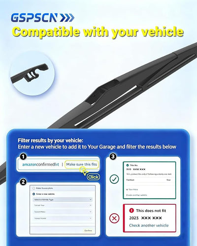 GSPSCN 12" Rear Wiper For Hyundai Elantra 2012-2009，Tucson 2015-2010 /Kia Sportage 2016-2011 Original Equipment Back Windshield Wiper Blades (12-K)