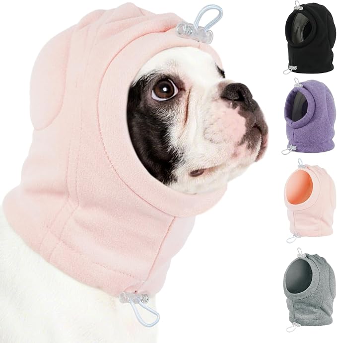 MIGOHI Medium Dog Anxiety Ear Hoodie Muffs - Breathable Dog Ear Protection with Soft Pad, Anxiety Relief for Dogs,Ear & Head Cover for Separation, Vet Visits, Grooming,L,Pink