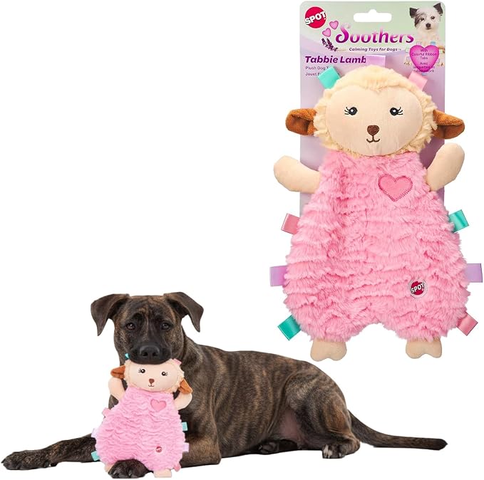 Soothers Tabbie Lambie Dog Toy - 12in Stuffing-Free Calming Plush with Lavender Scent & Squeaker for Puppies & Small Dogs, Separation Anxiety Relief - 1 of 3 Assorted Colors, Sent at Random