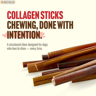 Natural Farm Collagen Sticks (6 Inch, 20 Pack). Odor-Free, 95% Natural Collagen Dog Chews, Supports Healthy Joints, Skin & Coat - Best Rawhide Alternative for Small & Medium Dogs