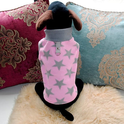 Dog Sweater, Soft Fleece Vest with Leash Ring Pullover Jacket Winter Pet Dog Clothes for Puppy Small Dogs Cats Teddy Chihuahua Yorkshire for Christmas (XXX-Large, Pink Star)