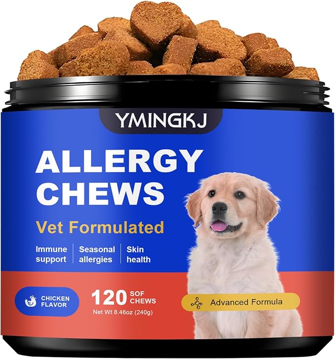 Dog Allergy Relief Chews – Vet Formulated Itch Relief for Dogs with Seasonal Allergies, Skin Health & Immune Support – Natural Anti-Itch Supplement with Multivitamins for Hot Spots – 120 Chews