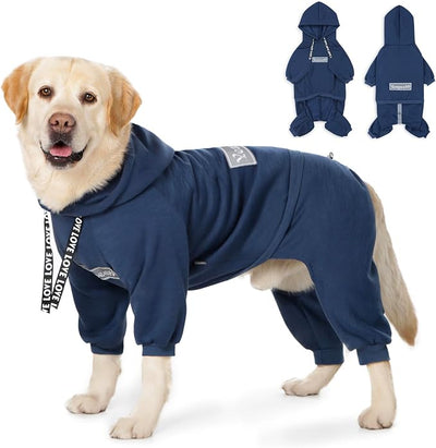 Dog Hoodies Winter Coat for Large Medium Dogs, Pullover 9 Legs Warm Coat Hooded Sweatshirt, Fleece Hoodie for Cold Weather (Dark Blue, X-Large)