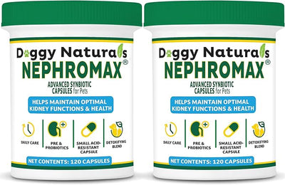 NEPHROMAX™ Synbiotic Capsules Dogs Cats -36 Billion CFU- Kidney Support Supplement for Cats & Dogs, Probiotics & Prebiotics for Digestive Health, Small & Easy-to-Swallow Capsules Made in USA(240 Caps)