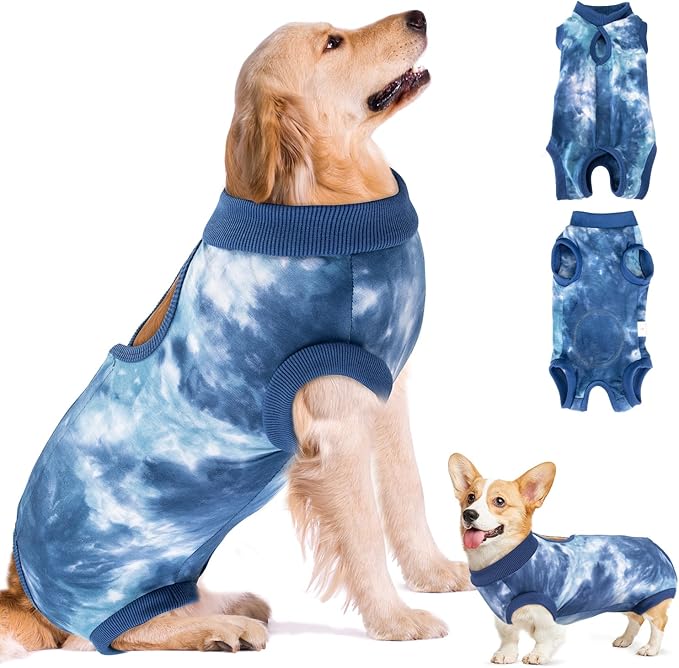 Dog Recovery Suit - Surgery Recovery Suit for Female Male Dogs, Dog Onesie After Spay Abdominal Wounds, E-Collar Cone Alternative Prevent Licking Pet Surgical Suit (Blue,XL)