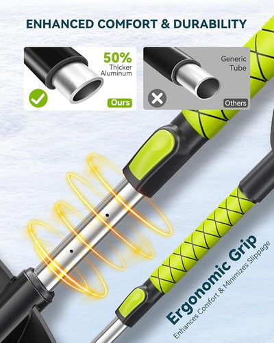 Upgraded 60'' Snow Brush & Snow Shovel with 2 Ice Scrapers, Extendable Snow Brush for Car Windshield with Squeegee, 4-in-1 Detachable Winter Snow Remover for Cars, SUVs, Trucks