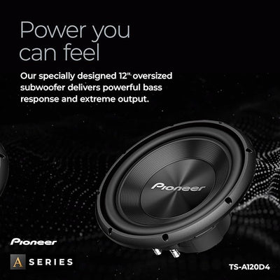 PIONEER A-Series TS-A120D4 12” Subwoofer – 1500W Max, Flexible Wiring, Powerful Bass Output