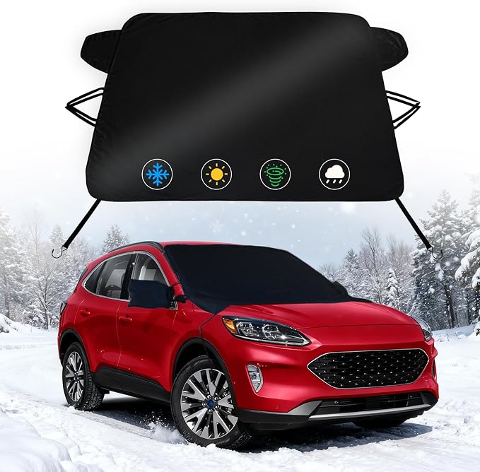 Windshield Cover for Ice and Snow for Kia Telluride /Ford Escape 2020-2026, 2-Layer Oxford Fabric Front Windshield Cover Winter Car Accessories Freeze Protection from Snow,Ice &Frost (71"x47")