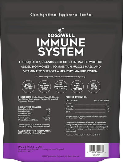 Dogswell Immune System Jerky Dog Treats, Chicken Breast, 12 oz. Pouch