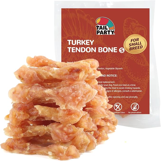 Turkey Tendons for Dogs (Bone, S, 8 oz), All Natural Dental Chews for Small Dogs, Rawhide Alternative, Long-Lasting Training-Reward Treats for Health-Conscious Pet Owners