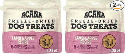 ACANA Singles Freeze Dried Dog Treats, Limited Ingredient Grain Free Lamb & Apple Recipe, 1.25oz (Pack of 2)
