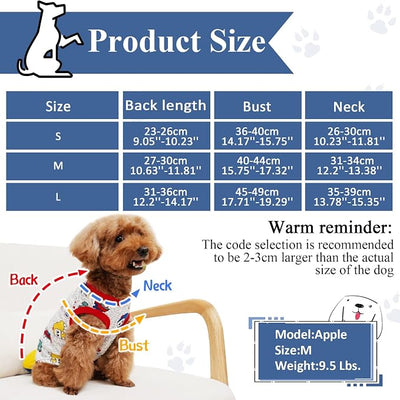 Geyoga 6-Piece Dog Shirts - Cute Printed Cotton Pet Shirts & Sweatshirts for Dogs (M)