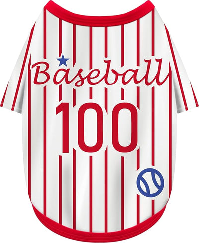 Paiaite Sleek Striped Dog Vest: Sleeveless Baseball-Style Dog Shirt, Ideal Fit for Small, Medium, and Large Breeds,Polyester Fabric for Comfort, Breathability, and Stretchiness Red 4XL