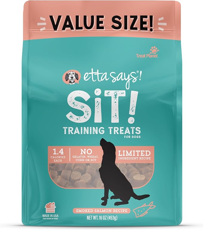 Sit Training Treats - All Natural Smoked Salmon Soft Treats for Dogs - Made in The USA - Soft & Chewy for Small, Medium & Large Dogs or Puppies