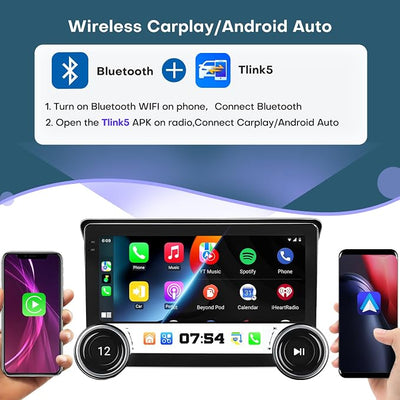 Car Radio for Dodge Challenger & Avenger 2008-2014 Stereo Replacement Dual Knob Upgrade 10.1” Android 13 Touch Screen Wireless CarPlay & Android Auto Head Unit GPS Navigation Bluetooth WiFi DSP SWC
