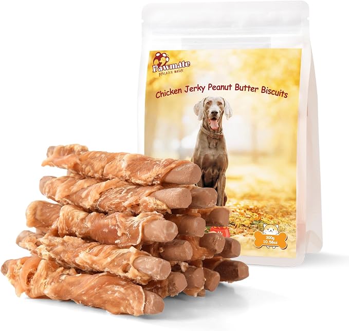 Dog Treats Chicken Wrapped Peanut Butter Biscuit Sticks, Grain Free Rawhide Free Dog Chews, Healthy Training Treats Snacks for Small Medium Large Dogs, 10.6 oz