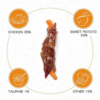 PAWUP Chicken Sweet Potato Dog Treats, Double Sweet Potato Chews with Taurine, Healthy Pet Snacks for Small Medium Large Dogs, 12.5 oz (Pack of 2)