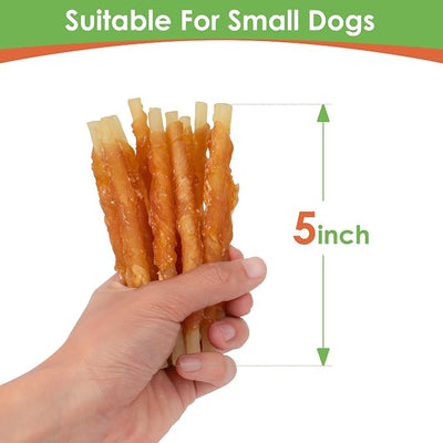 MON2SUN Dog Treats, 4.5-4.7 Inch Chicken Wrapped Codfish Sticks, Soft Chewy Training Treats for Small Dogs, Low-Fat Rawhide-Free Chews, 14.11 oz (40 Count) ×2