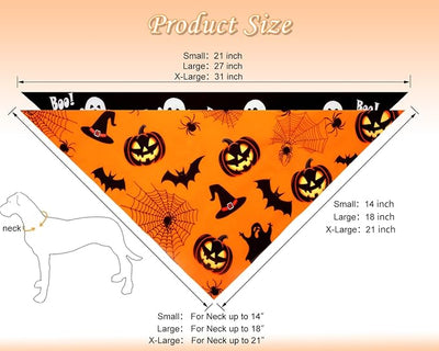 Halloween Dog Bandanas 2PCS Pumpkin Pet Scarf Small Dogs Cats | Halloween dog bandanas with pumpkin & cute ghost patterns.Perfect for fall parties,photos & holiday fun. Reversible design.
